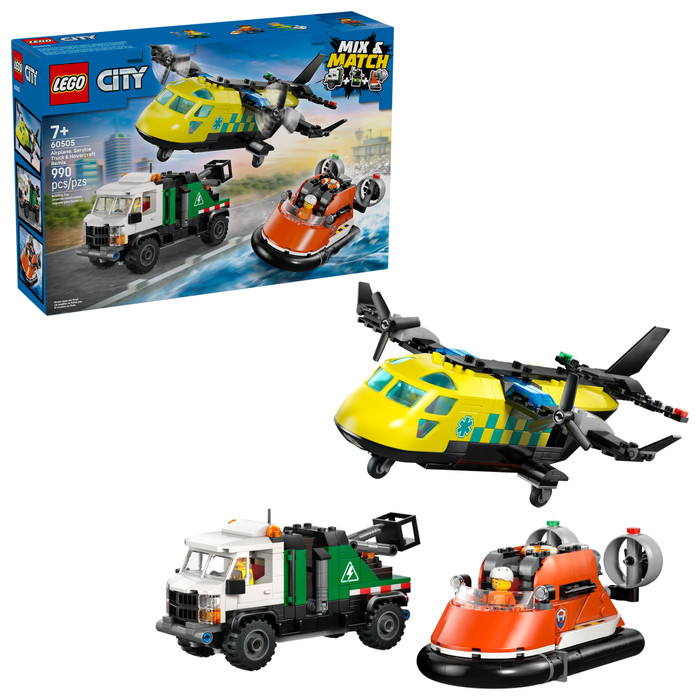 LEGO City Vliegtuig, Servicewagen en Hovercraft remix 60505 rechterkant