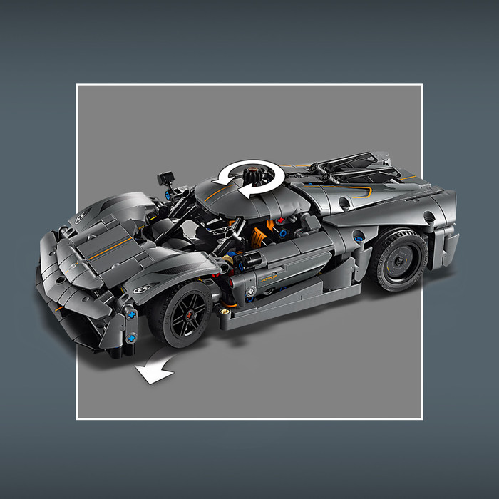 LEGO Technic Koenigsegg Jesko Absolut grijze hypercar 42173 product in gebruik