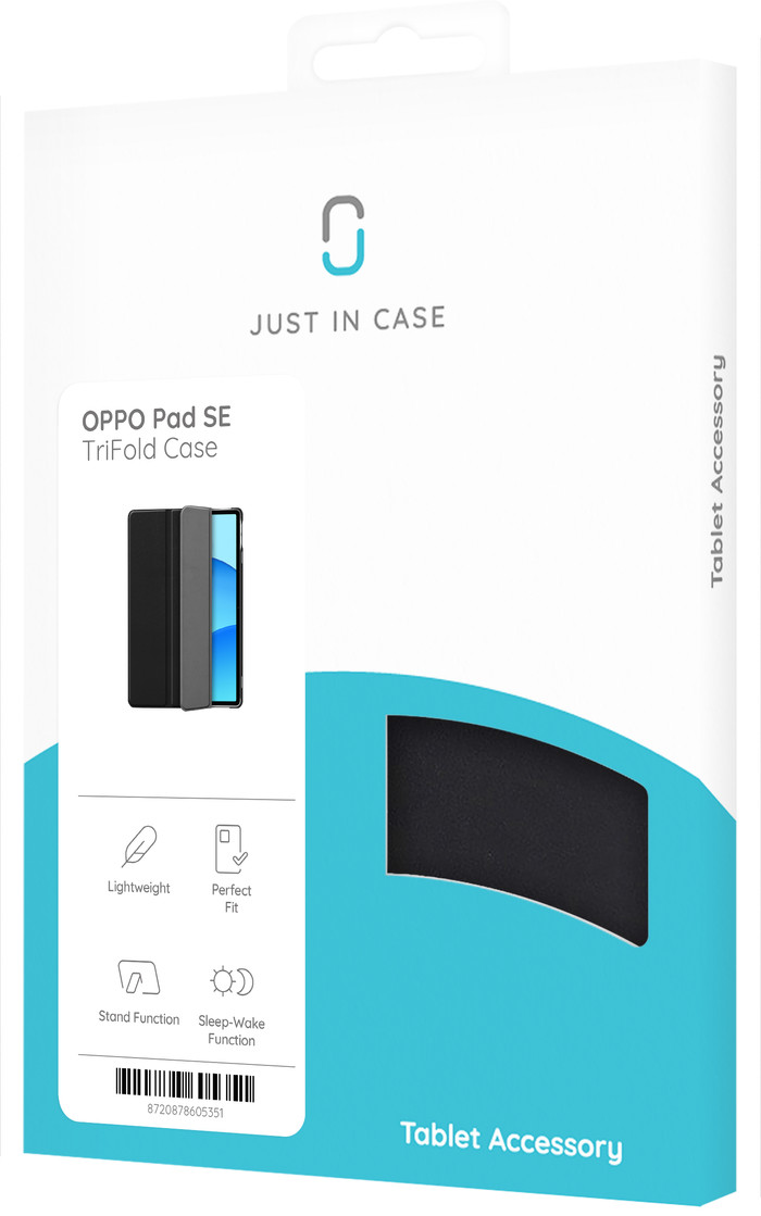 Just in Case Oppo Pad SE Tri-Fold Book Case Zwart verpakking