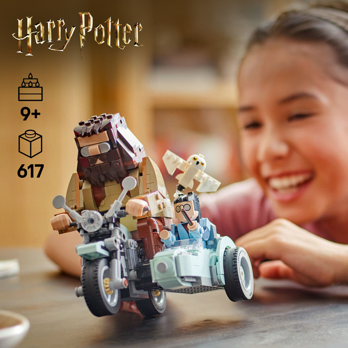 LEGO Harry Potter Hagrid en Harry's Rit op de Motor 76443 product in gebruik