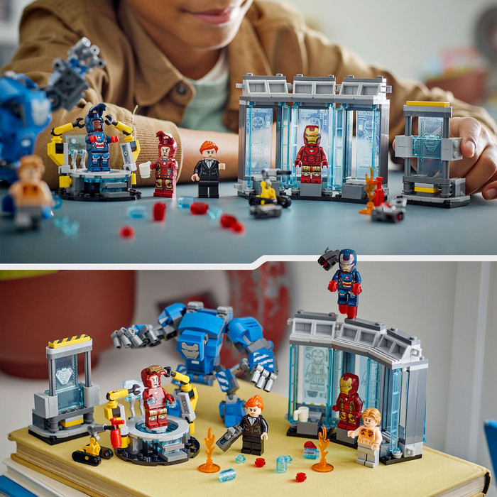 LEGO Marvel Iron Mans laboratorium: harnasruimte 76315 product in gebruik