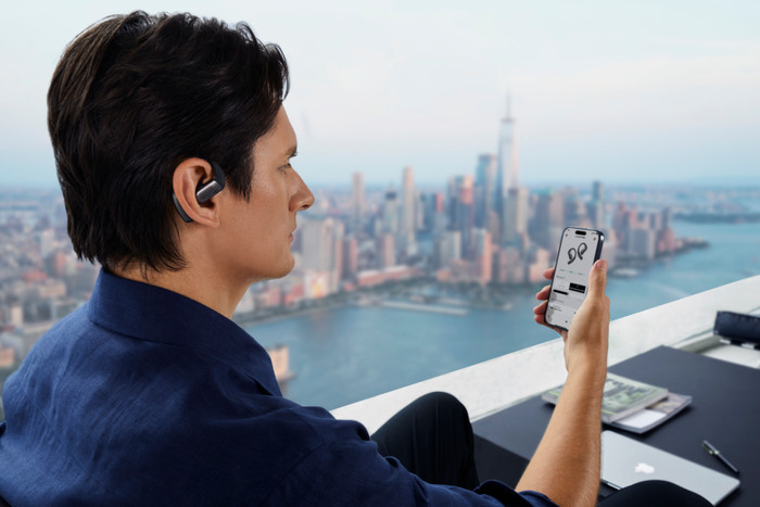 Shokz OpenFit Pro Black product in use