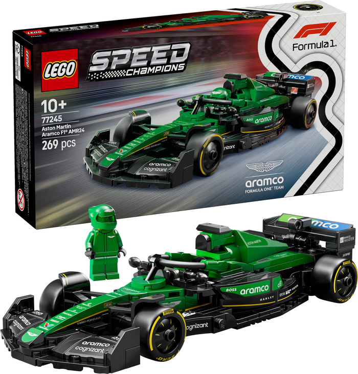 LEGO Speed Champions Aston Martin Aramco F1 AMR24 racewagen 77245 rechterkant