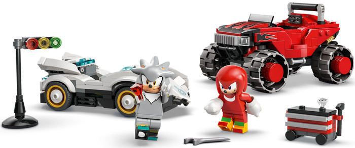 LEGO Sonic Silvers auto vs. Knuckles' monstertruck 77118 product in gebruik