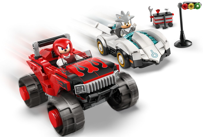 LEGO Sonic Silvers auto vs. Knuckles' monstertruck 77118 product in gebruik