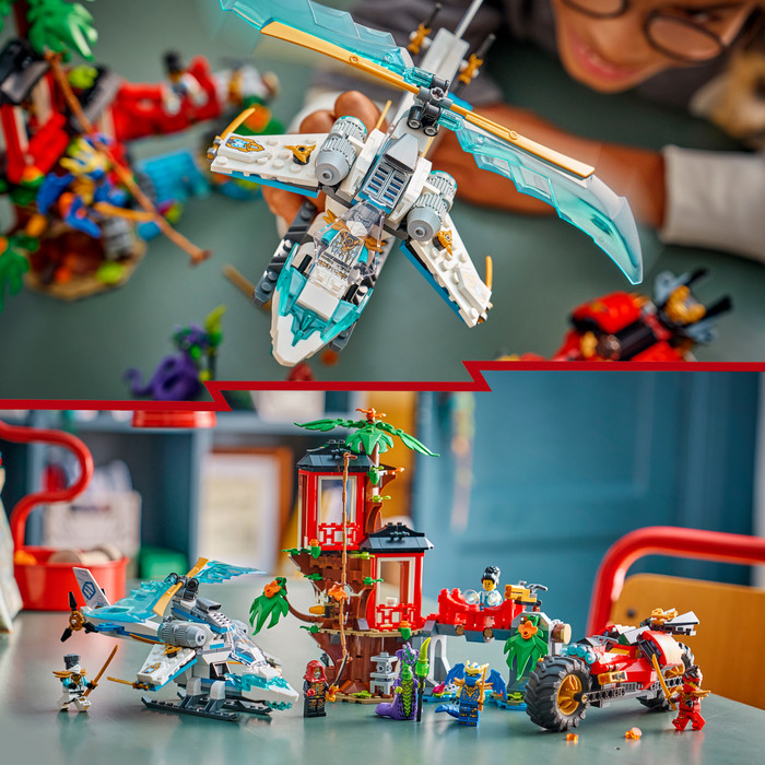 LEGO Ninjago Ninjavoertuigen bij de boomhut 71857 product in gebruik