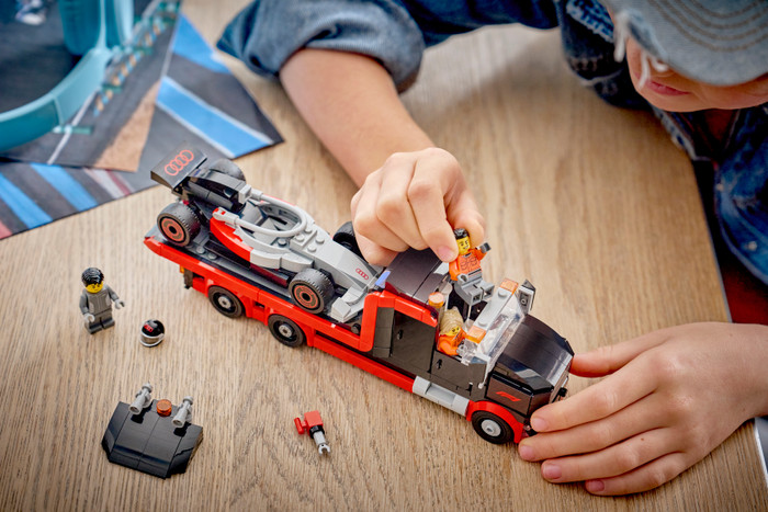 LEGO City F1 Display Truck with Audi F1 Race Car 60493 product in use