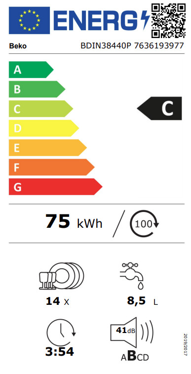 Beko BDIN38440P PowerIntense energielabel
