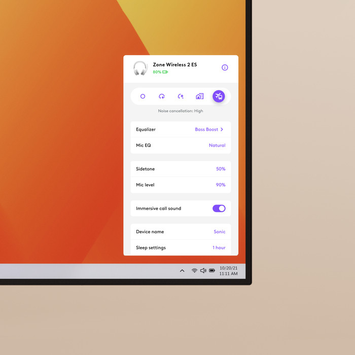 Logitech Zone Wireless 2 ES Wit product in gebruik