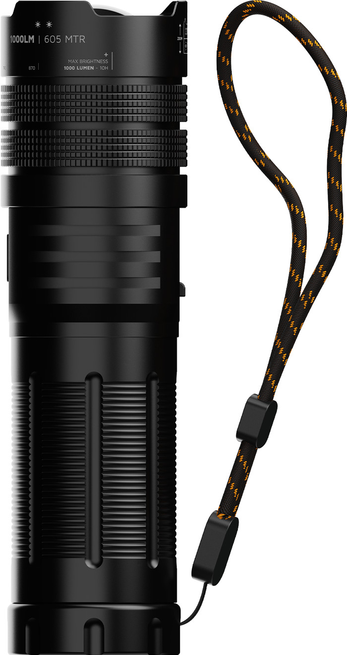 Xtorm Zaklamp Powerbank 10.500 mAh met Snelladen Zwart linkerkant