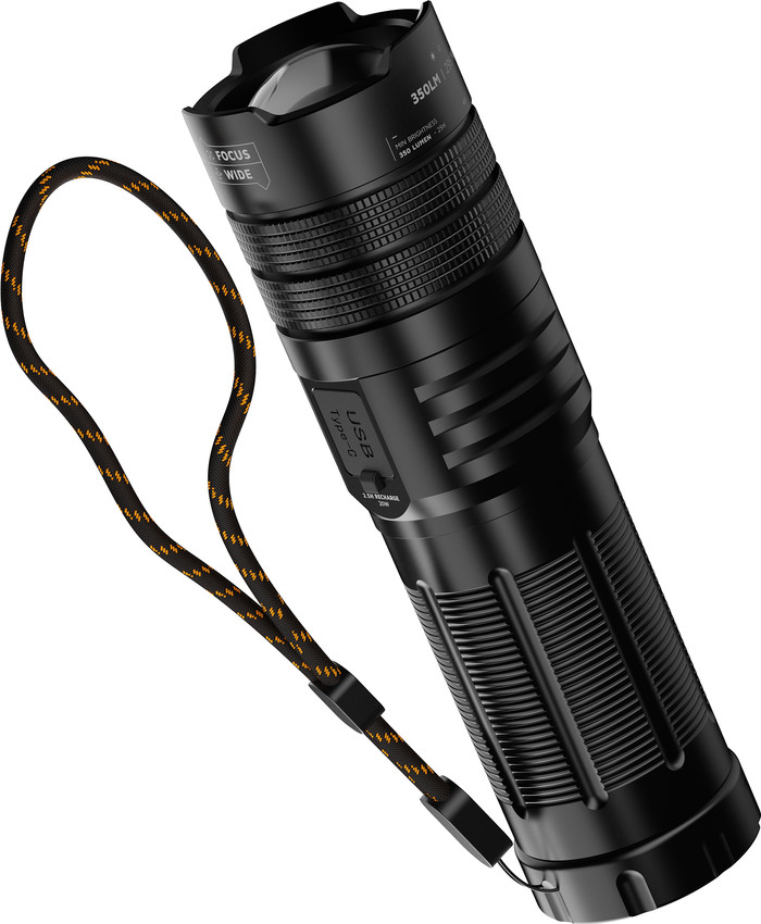 Xtorm Zaklamp Powerbank 10.500 mAh met Snelladen Zwart rechterkant