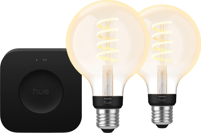 Philips Hue Filament White Ambiance Globe Duo pack + Bridge Pro Main Image