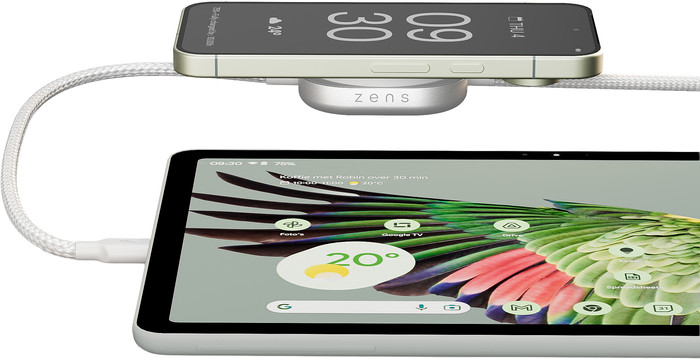 Zens Pro 2 Draadloze Oplader 15 Watt met USB C kabel Wit voorkant