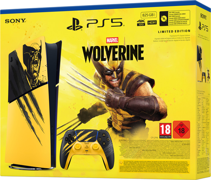 PlayStation 5 Slim Digital Edition + Wolverine Battle Yellow Limited Edition rechterkant