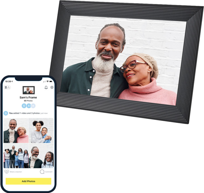 Aura Frames Carver Zwart product in gebruik