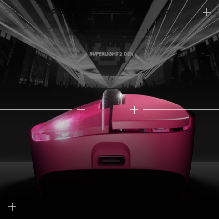 Logitech G PRO X SUPERLIGHT 2 DEX LIGHTSPEED Wireless Gaming Mouse Magenta product in use
