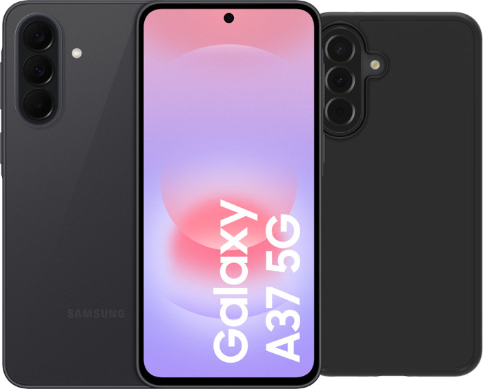 Samsung Galaxy A37 128GB Zwart 5G + BlueBuilt Back Cover Zwart Main Image