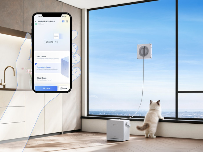 Ecovacs WINBOT W2S Pro Omni product in gebruik
