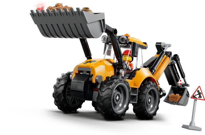 LEGO City Yellow Backhoe Loader 60480 detail