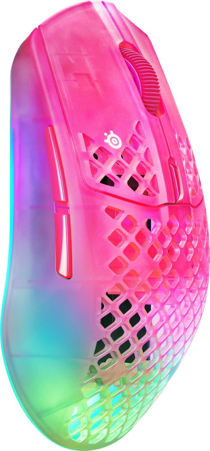 SteelSeries Aerox 3 Draadloze Gaming Muis Magenta linkerkant