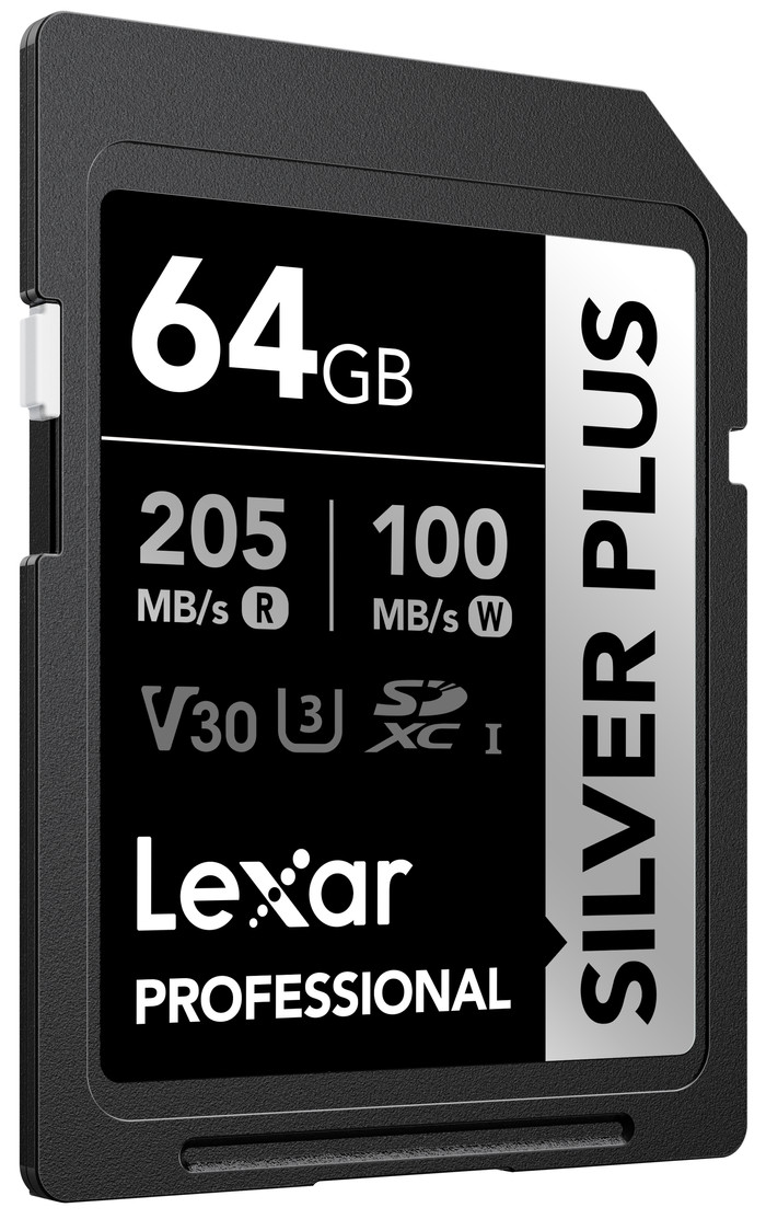 Lexar Professional SDXC Silver Plus 64GB 100MB/s rechterkant