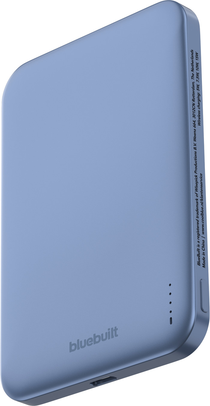 BlueBuilt Draadloze Powerbank met Qi2 en MagSafe 5.000 mAh met Snelladen 20 Watt Blauw linkerkant