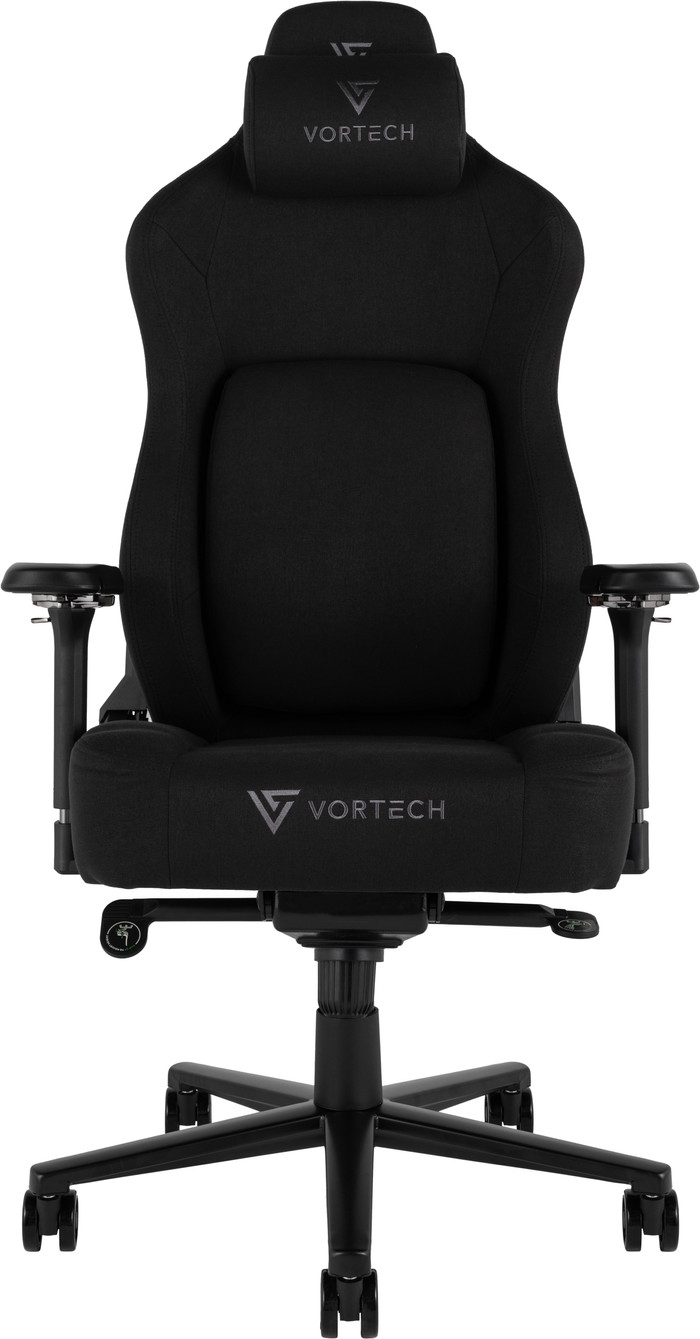Vortech Prestige Gamestoel Zwart + Vortech Vloermat Zwart voorkant