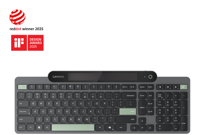 Lenovo 800 Self-Charging Bluetooth Keyboard QWERTY Black voorkant