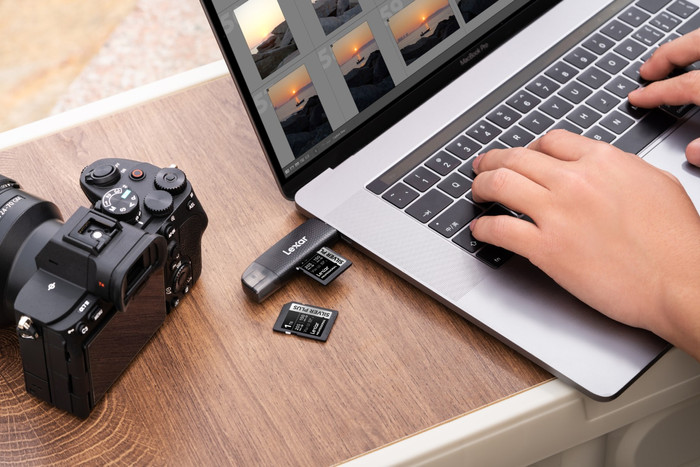 Lexar Professional SDXC Silver Plus 128GB 150MB/s product in gebruik