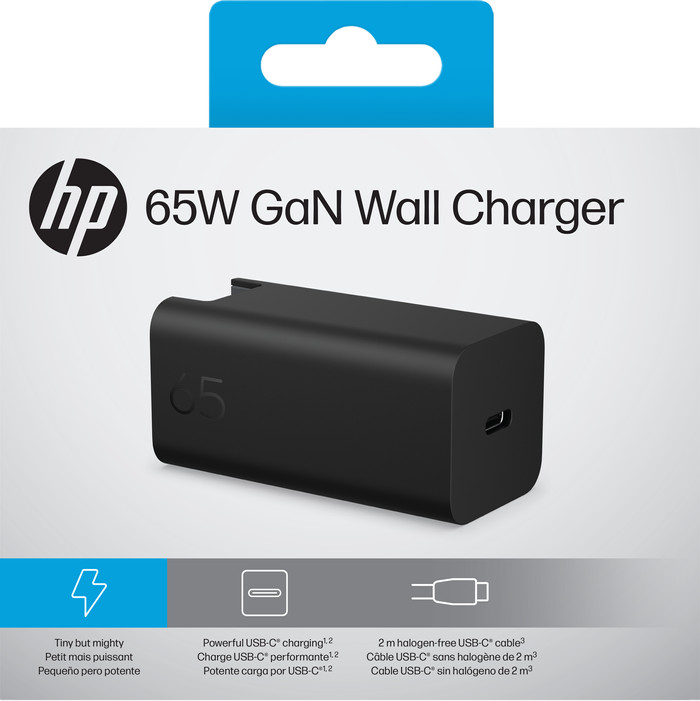 HP 65W GaN Usb C Oplader verpakking
