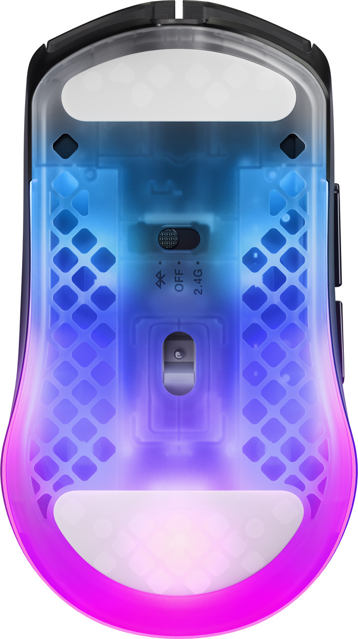 SteelSeries Aerox 3 Draadloze Gaming Muis Zwart onderkant