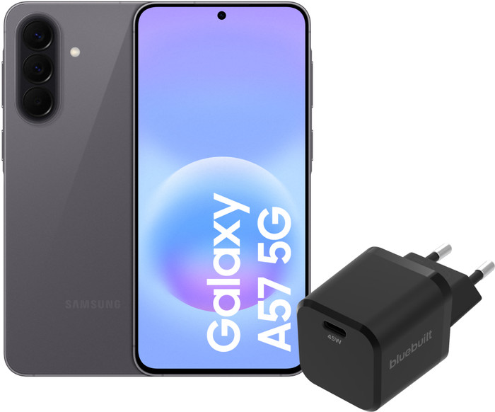 Samsung Galaxy A57 128GB Grijs 5G EE + BlueBuilt Oplader met Usb C Poort 45W Zwart Main Image
