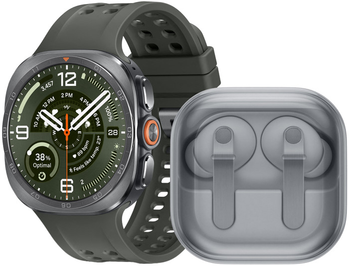 Samsung Galaxy Watch Ultra 2 5G Titanium Zilver/Groen 47mm + Samsung Galaxy Buds4 Pro Wit Main Image