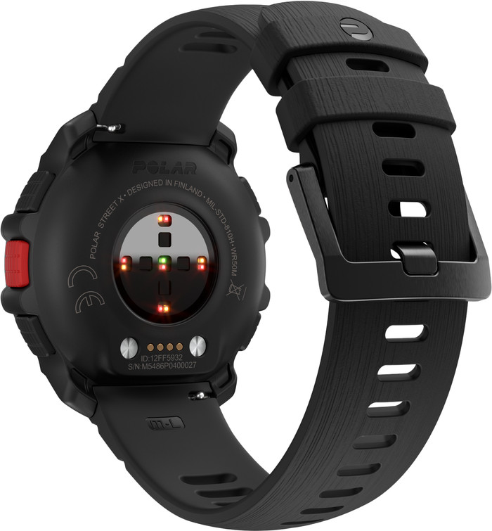 Polar Street X Siliconen Bandje Zwart 22mm S/L product in gebruik