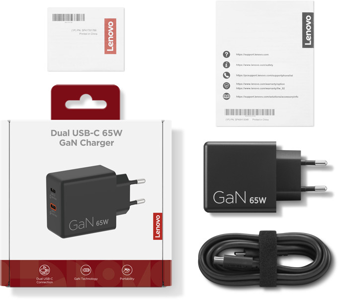 Lenovo Dual Usb C 65W GaN Oplader verpakking