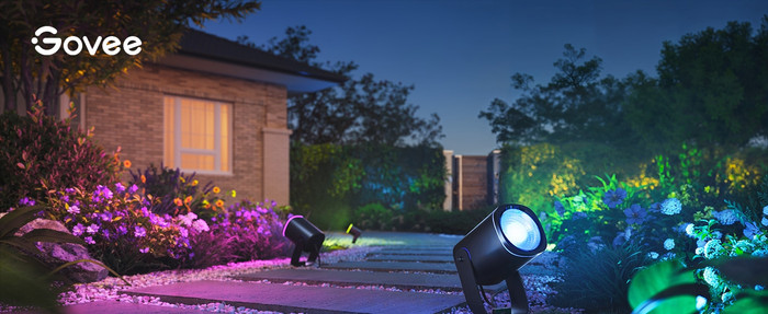 Govee Outdoor Spotlights Duo Pack product in gebruik