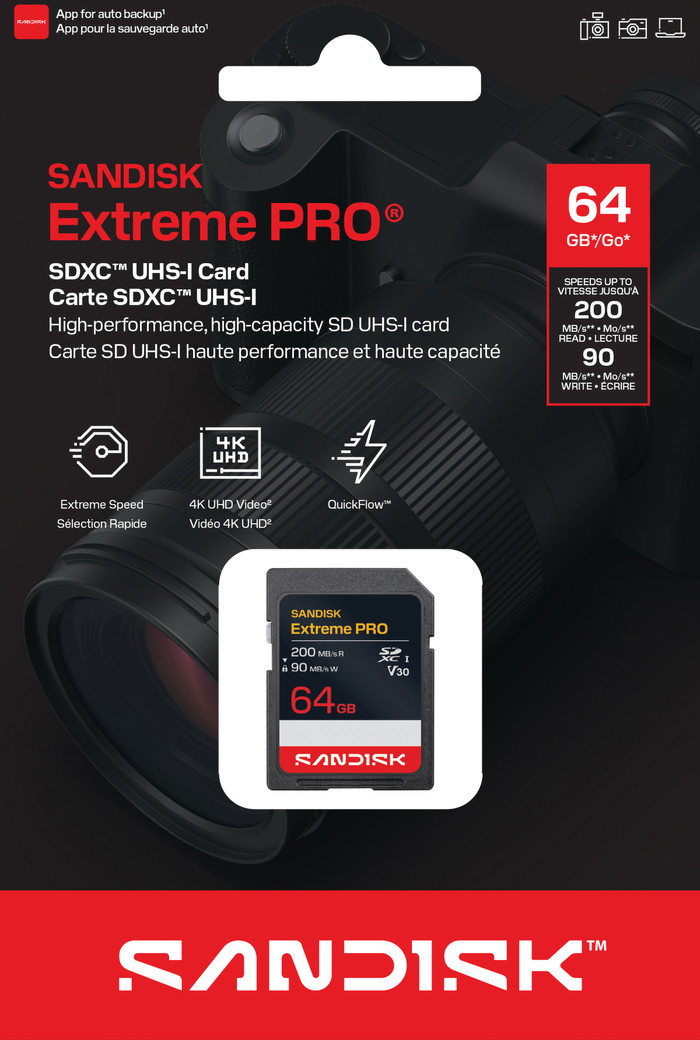 SANDISK Extreme PRO SDHC 64GB 200MB/s verpakking