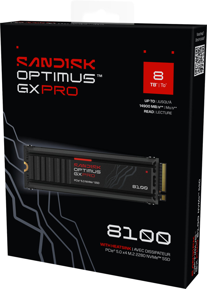 SANDISK Optimus GX PRO 8100 8TB Heatsink PCIe 5.0 NVMe SSD detail