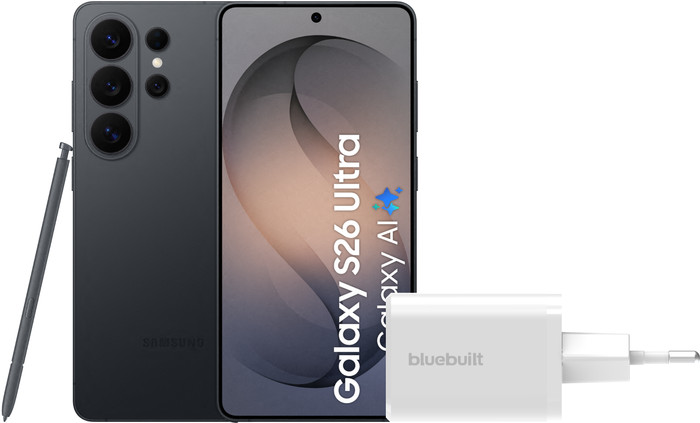 Samsung Galaxy S26 Ultra 512GB Black 5G + BlueBuilt Charger 65W White Main Image