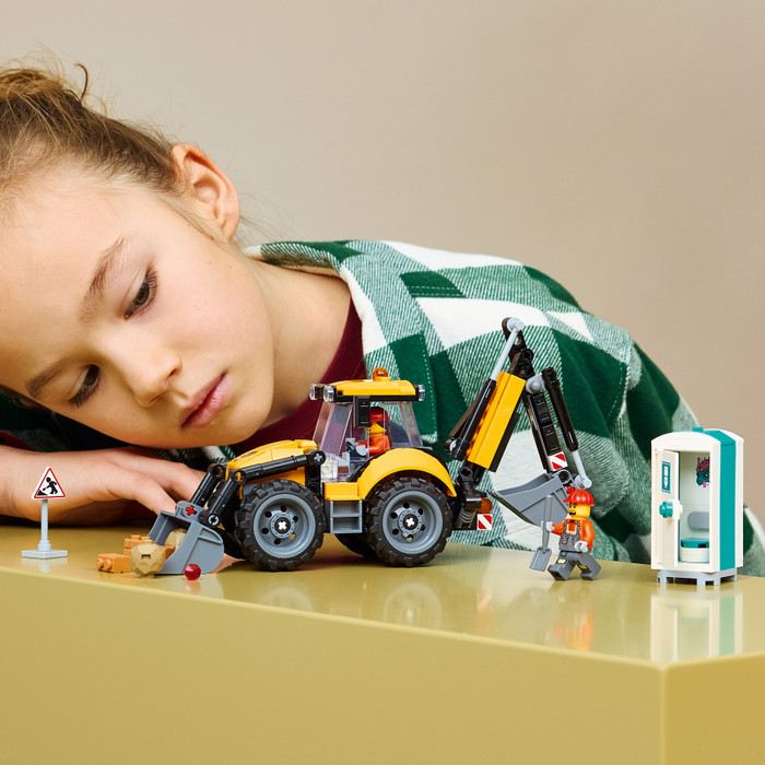 LEGO City Yellow Backhoe Loader 60480 product in use