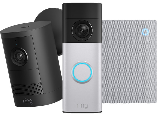 Ring Outdoor Camera Batterij 2e Generatie Zwart + Battery Video Doorbell 2K Plus + Chime 3e Generatie Main Image