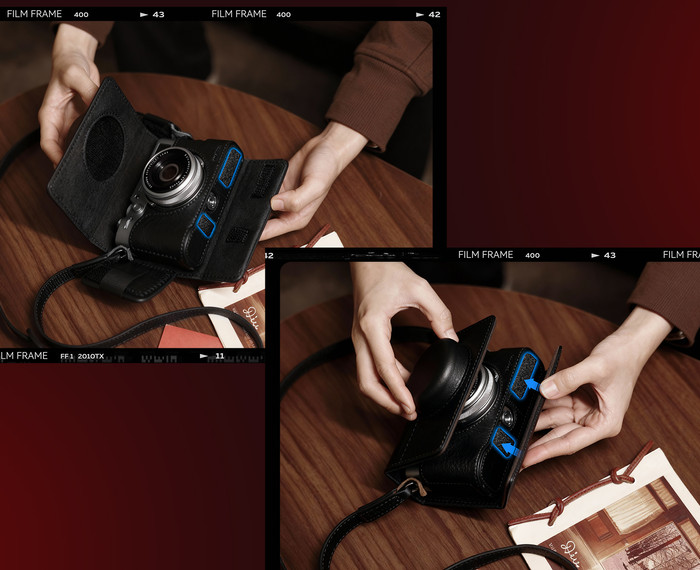 SmallRig 5622 Camera Leather Case Kit voor Fujifilm X100VI Zwart product in gebruik