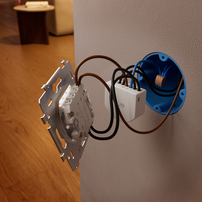 Philips Hue Bedrade Wandschakelaarmodule voor Niet Slimme Lampen 2 Kanalen product in gebruik
