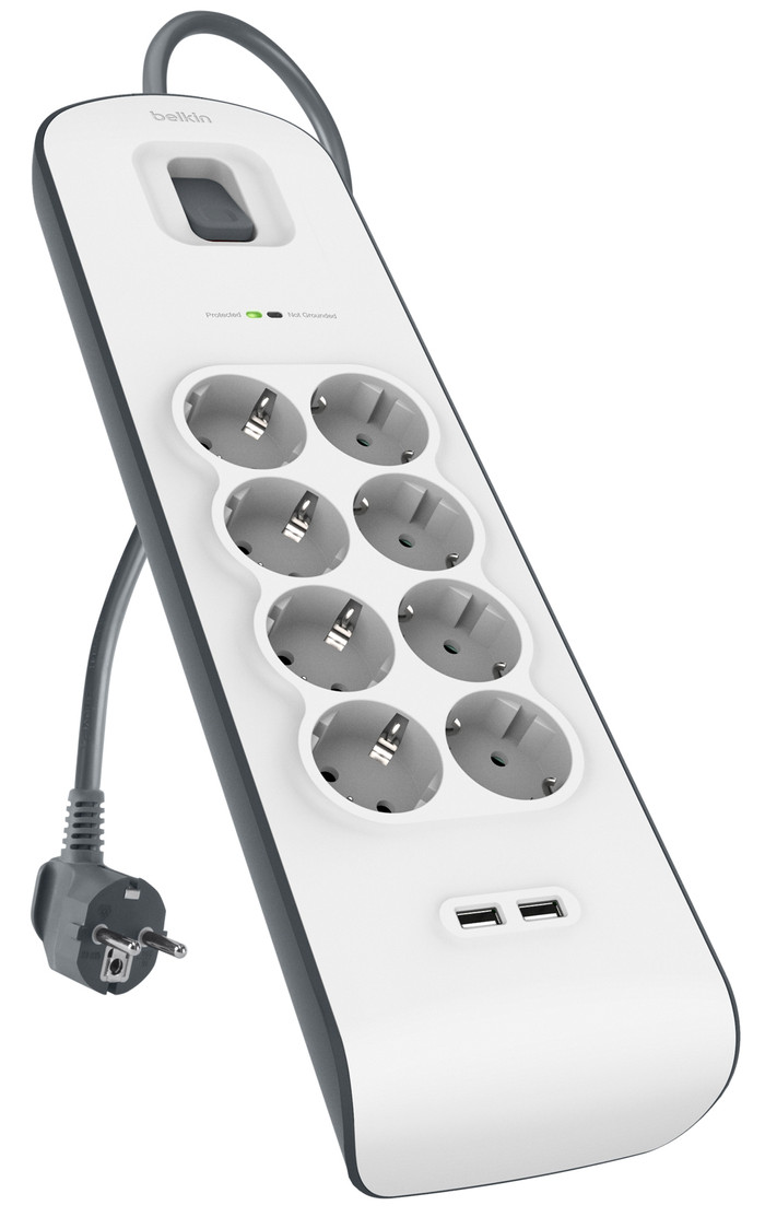 Belkin Surge Protector 8 outlet 2 meter 2x usb bovenkant