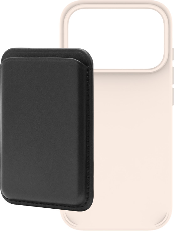 BlueBuilt MagSafe Hoesje iPhone 18 Pro Beige + Kaarthouder Leer Zwart Main Image