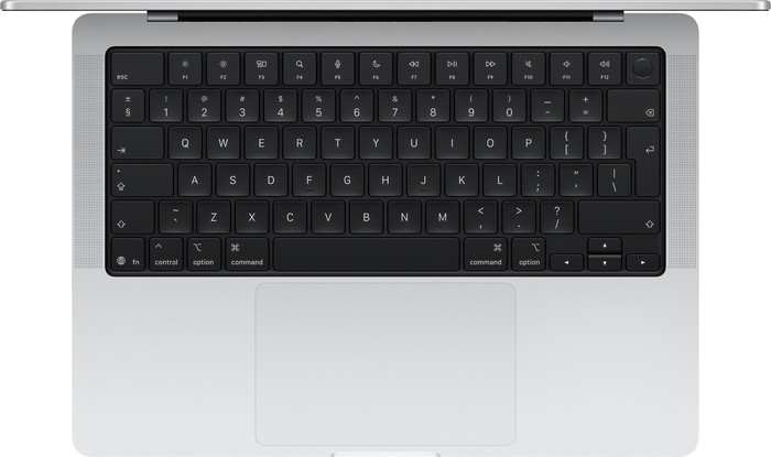 Apple MacBook Pro 14 inch M6 32GB / 1TB Zilver QWERTY bovenkant