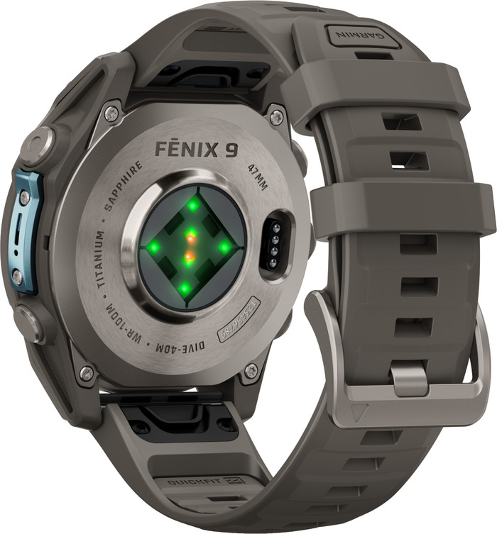 Garmin Fenix 9 Grijs 47mm achterkant