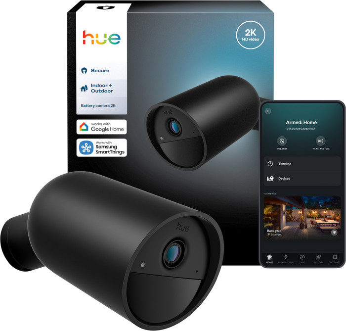 Philips Hue Secure Beveiligingscamera met batterij 2K Zwart verpakking