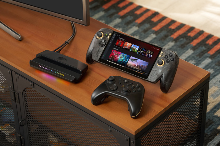 ASUS ROG Xbox Ally X20 Bundel met ASUS ROG XREAL R1 XR Bril product in gebruik
