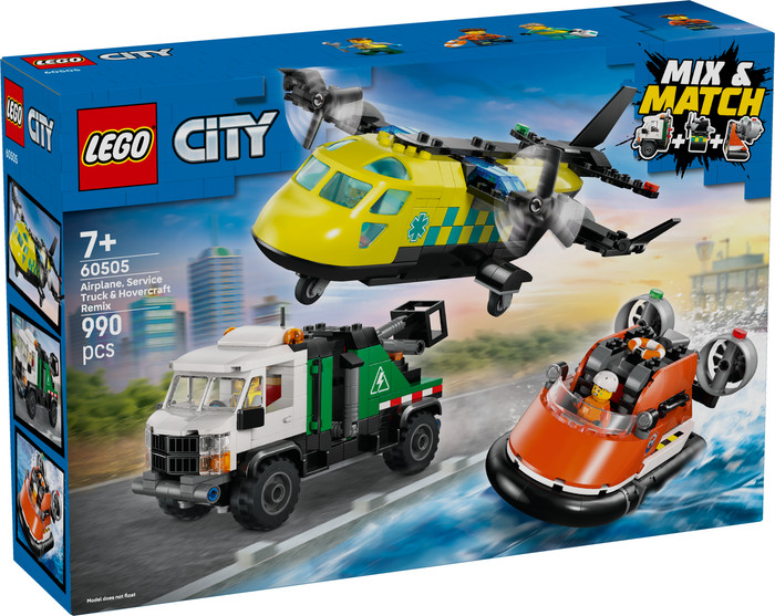 LEGO City Airplane, Service Truck, and Hovercraft Remix 60505 packaging